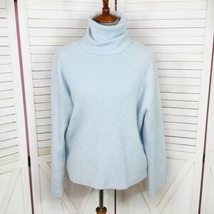 H&M Oversized Ribbed Cowl Neck Sweater Powder Blue Medium